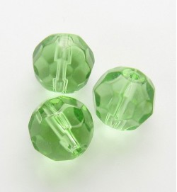 Faceted Round 8mm Glass Beads ~ Dark Green