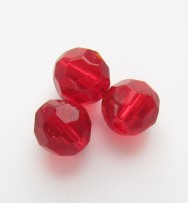 Faceted Round 8mm Glass Beads ~ Dark Red