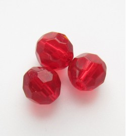 Faceted Round 8mm Glass Beads ~ Dark Red