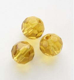 Faceted Round 8mm Glass Beads ~ Dark Yellow