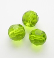 Faceted Round 8mm Glass Beads ~ Lime