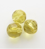 Faceted Round 8mm Glass Beads ~ Light Yellow