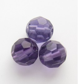 Faceted Round 8mm Glass Beads ~ Purple