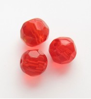 Faceted Round 8mm Glass Beads ~ Red