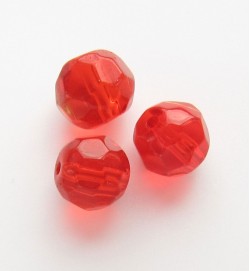 Faceted Round 8mm Glass Beads ~ Red