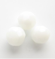 Faceted Round 8mm Glass Beads ~ White
