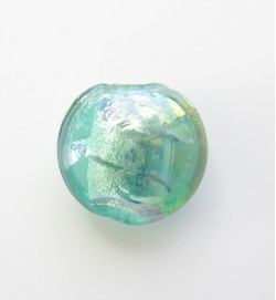 Silver Foil 16mm Flat Round With Lustre & Stripe ~ Blue/Green