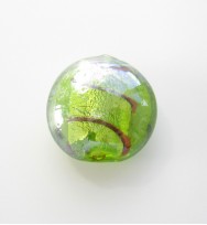 Silver Foil 16mm Flat Round With Lustre & Stripes ~ Green