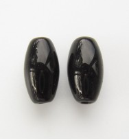 Smooth Oval Glass Beads ~ Black