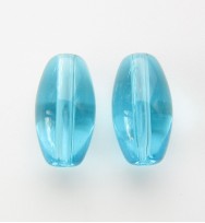 Smooth Oval Glass Beads ~ Cyan