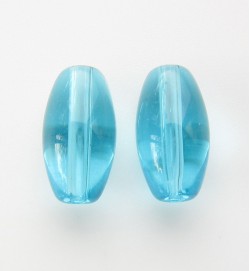 Smooth Oval Glass Beads ~ Cyan