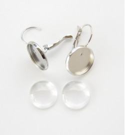 Earring 14mm Leverback With Bezel Tray