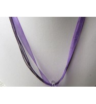 Voile Ribbon & Cord Necklace ~ Purple