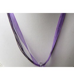 Voile Ribbon & Cord Necklace ~ Purple