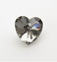 Faceted Crystal Heart 14mm ~ Black
