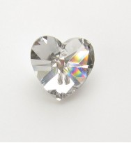 Faceted Crystal Heart 14mm ~ Clear