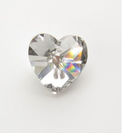 Faceted Crystal Heart 14mm ~ Clear