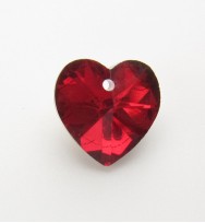 Faceted Crystal Heart 14mm ~ Red