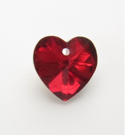 Faceted Crystal Heart 14mm ~ Red